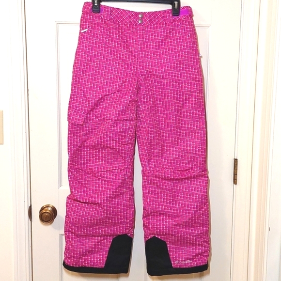 Columbia Pants - Columbia Omni-heat pink plaid snow pants, women size S/girl size L